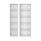 Set of Two White Wood Five Tier Modular Bookcase