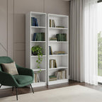 Set of Two White Wood Five Tier Modular Bookcase