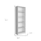 Set of Two White Wood Five Tier Modular Bookcase