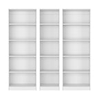 Set of Three White Wood Five Tier Modular Bookcase