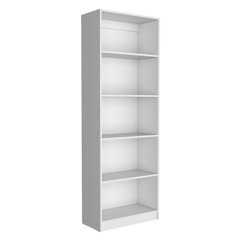 Set of Three White Wood Five Tier Modular Bookcase