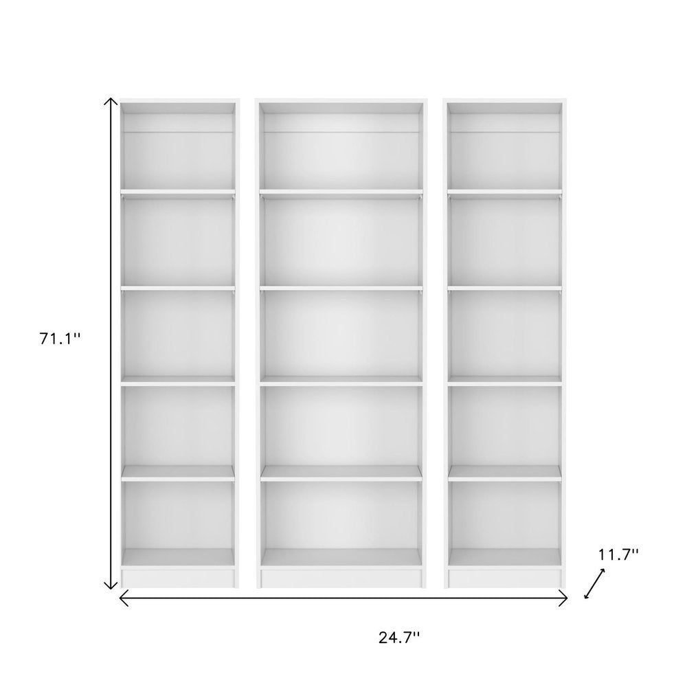 Set of Three White Wood Five Tier Modular Bookcase