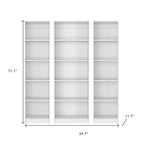 Set of Three White Wood Five Tier Modular Bookcase