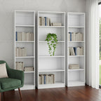 Set of Three White Wood Five Tier Modular Bookcase