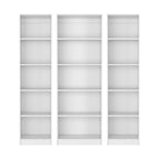 Set of Three White Wood Five Tier Modular Bookcase