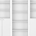 Set of Three White Wood Five Tier Modular Bookcase with Four Doors