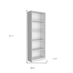 Set of Three White Wood Five Tier Modular Bookcase with Four Doors