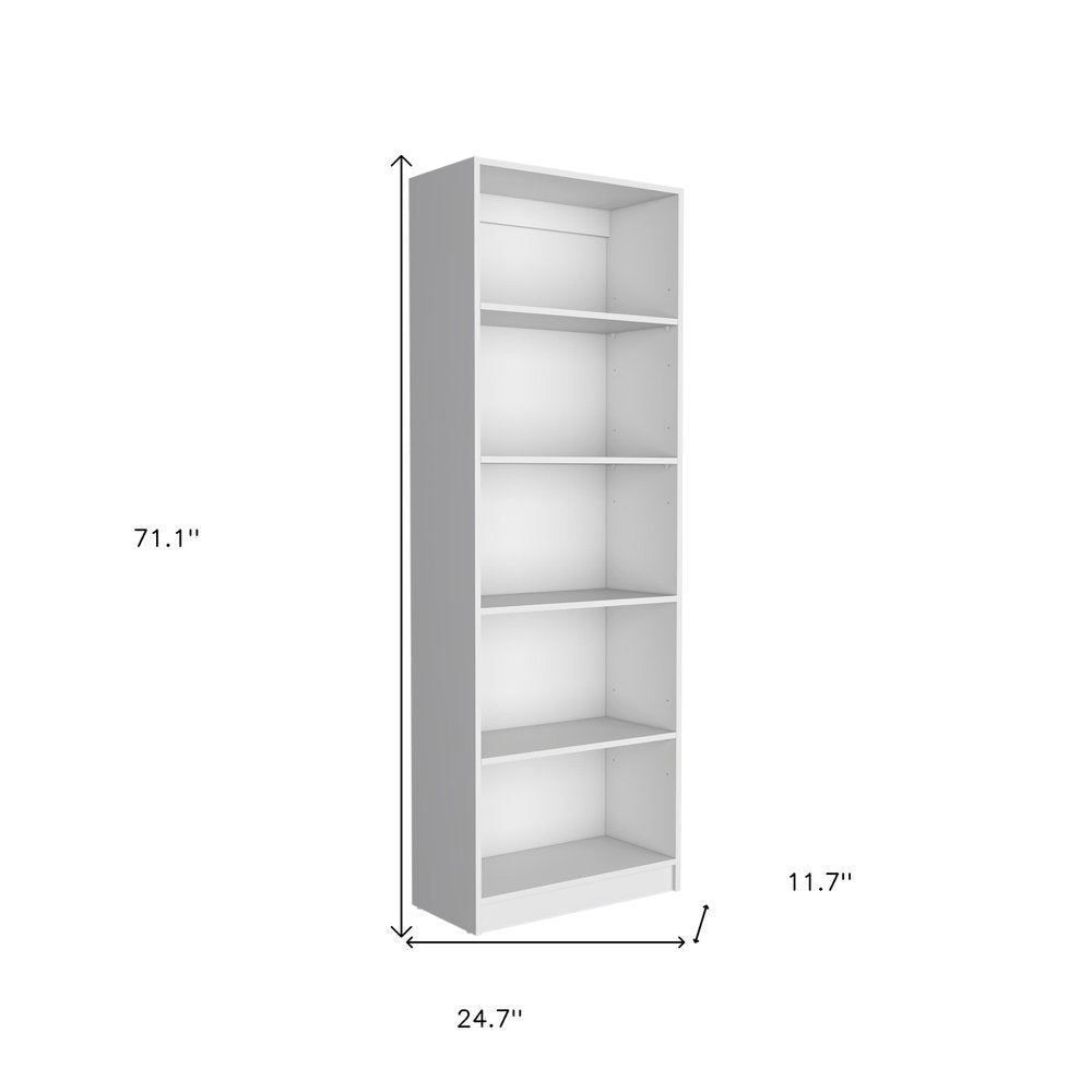 Set of Three White Wood Five Tier Modular Bookcase with Four Doors