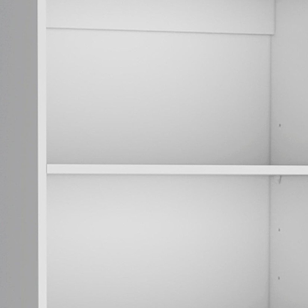 Set of Three White Wood Five Tier Modular Bookcase with Four Doors
