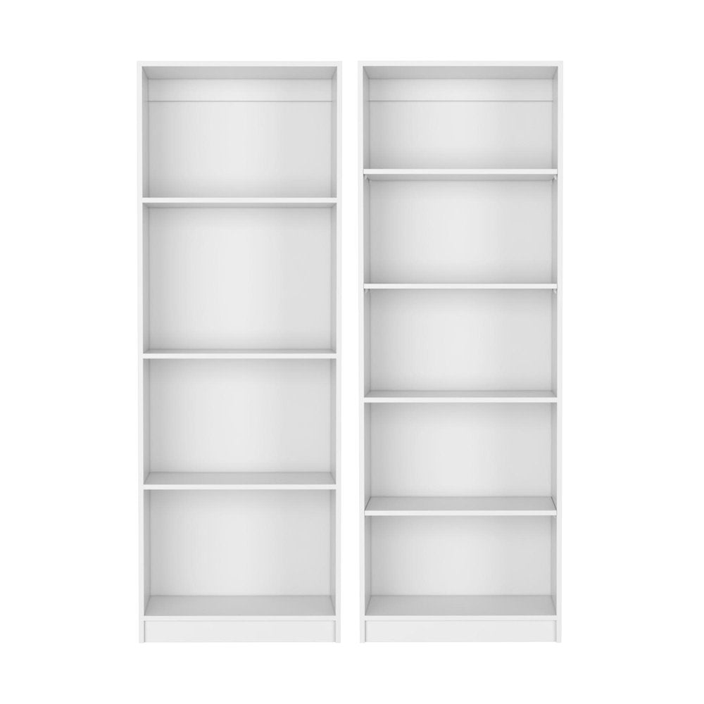 Set of Two White Wood Nine Tier Modular Bookcase