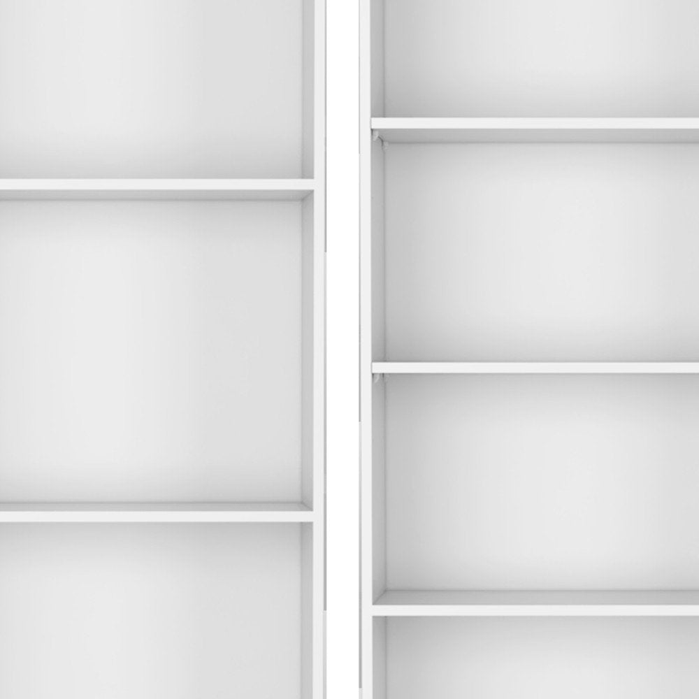 Set of Two White Wood Nine Tier Modular Bookcase