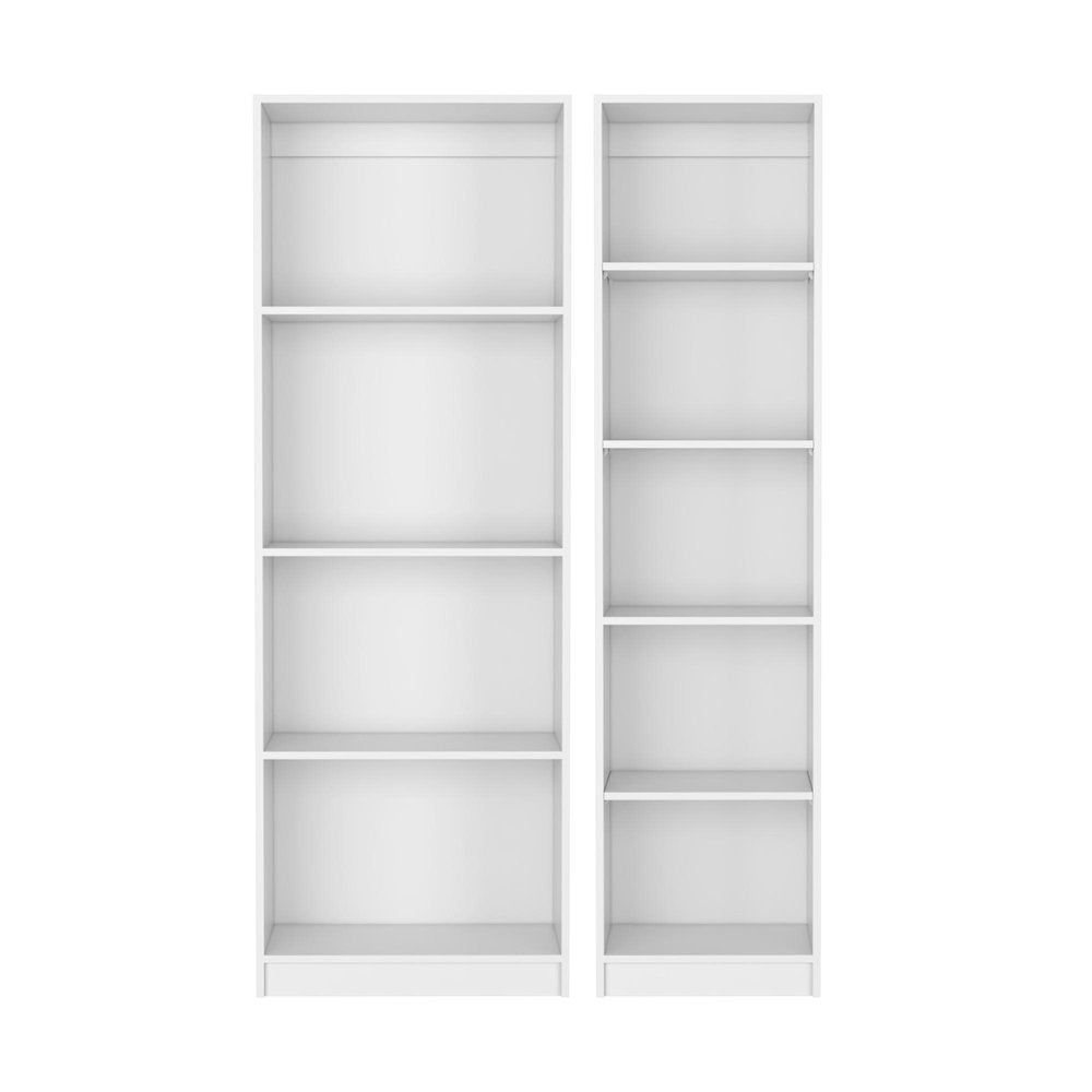 Set of Two White Wood Nine Tier Modular Bookcase