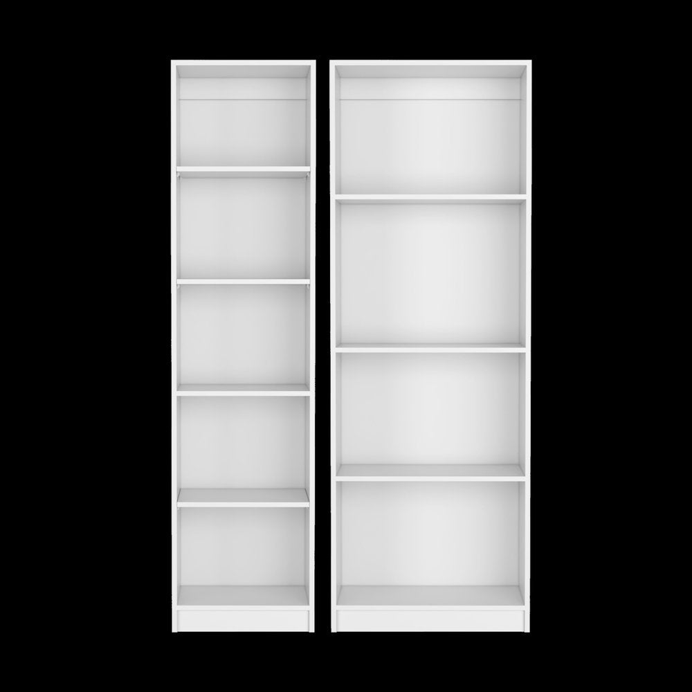 Set of Two White Wood Nine Tier Modular Bookcase