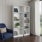Set of Two White Wood Nine Tier Modular Bookcase