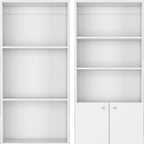 Set of Two White Wood Seven Tier Modular Bookcase with Two Doors