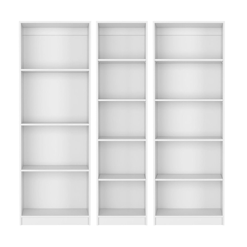 Set of Three White Wood Fourteen Tier Modular Bookcase