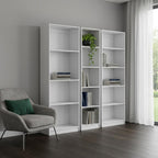 Set of Three White Wood Fourteen Tier Modular Bookcase