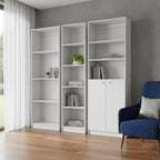 Set of Three White Wood Twelve Tier Modular Bookcase with Two Doors