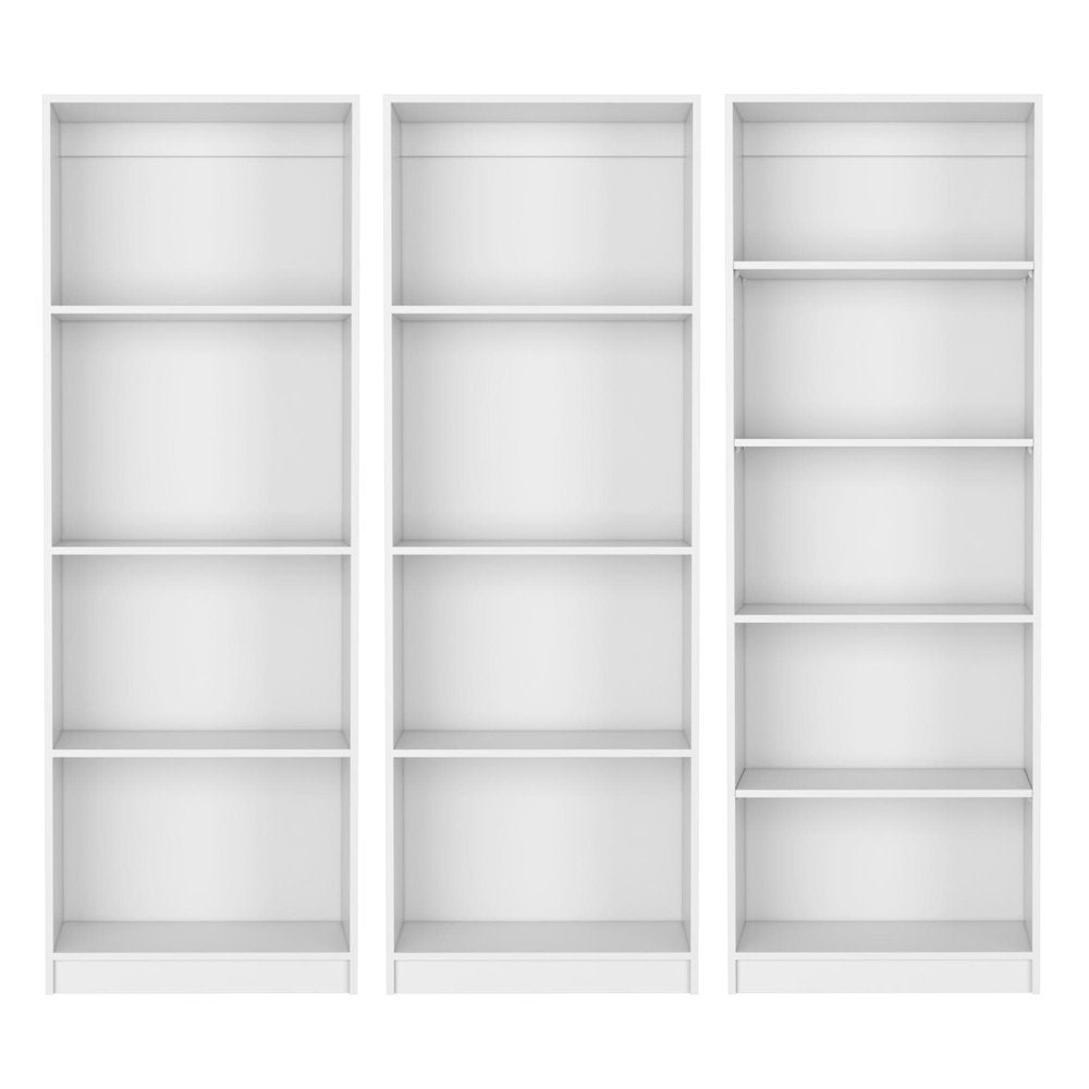 Set of Three White Wood Thirteen Tier Modular Bookcase