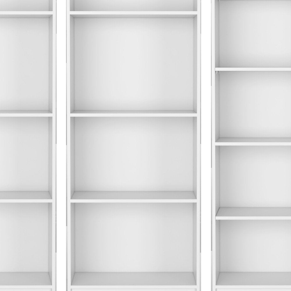 Set of Three White Wood Thirteen Tier Modular Bookcase