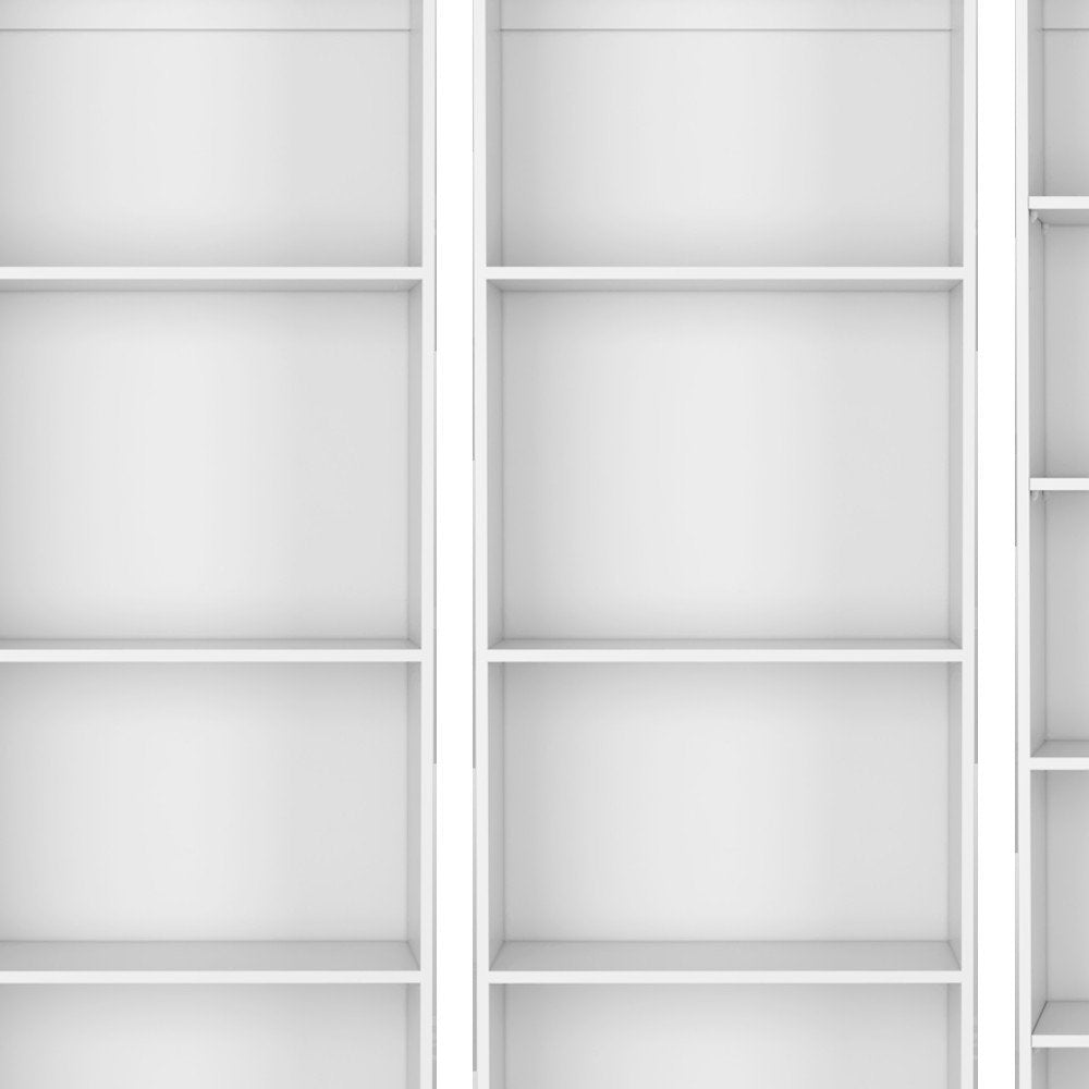 Set of Three White Wood Thirteen Tier Modular Bookcase