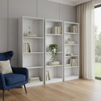 Set of Three White Wood Thirteen Tier Modular Bookcase