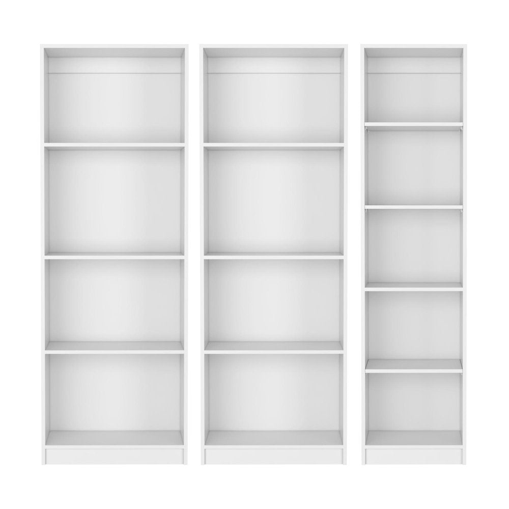 Set of Three White Wood Thirteen Tier Modular Bookcase