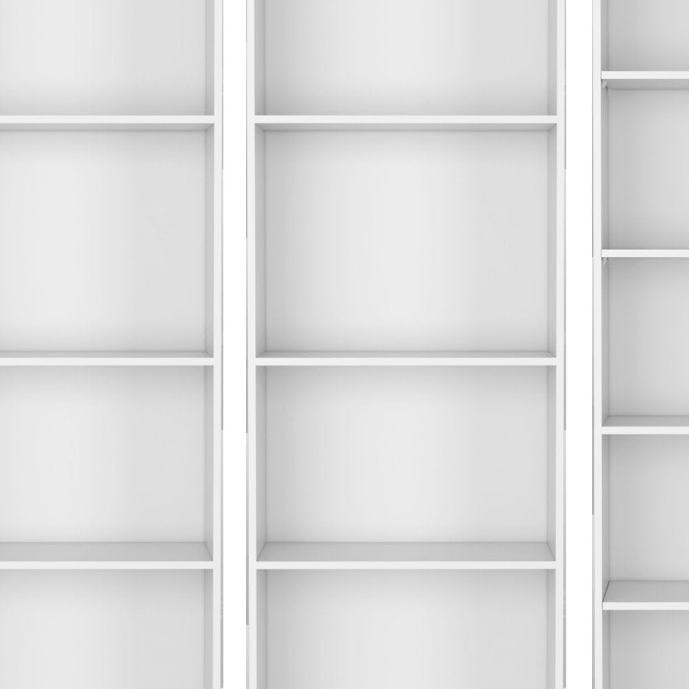 Set of Three White Wood Thirteen Tier Modular Bookcase