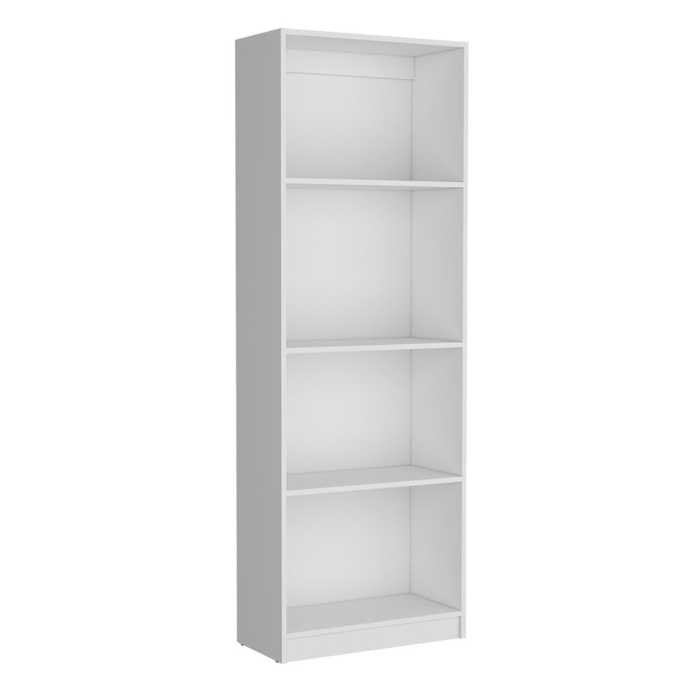Set of Three White Wood Eleven Tier Modular Bookcase with Two Doors