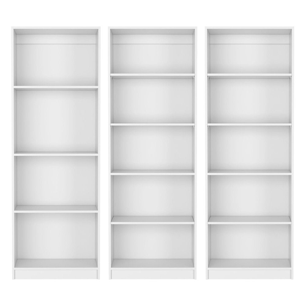 Set of Three White Wood Fourteen Tier Modular Bookcase
