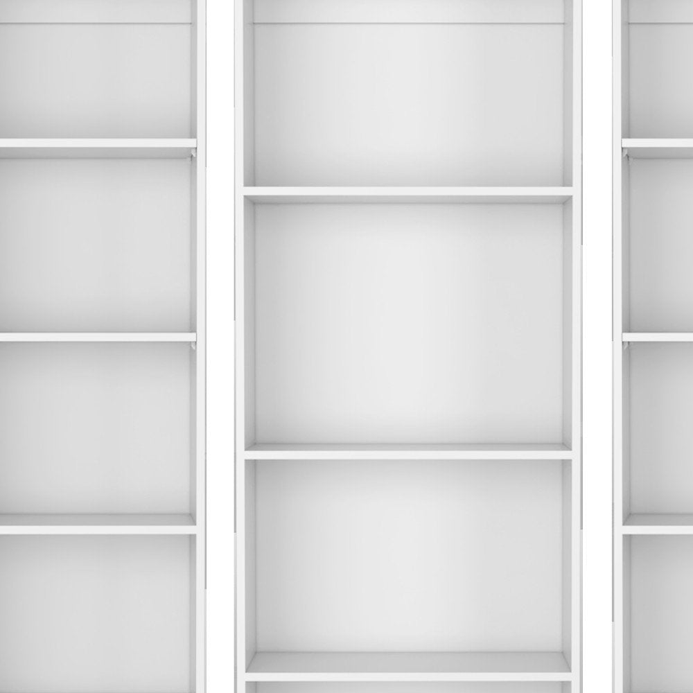 Set of Three White Wood Fourteen Tier Modular Bookcase