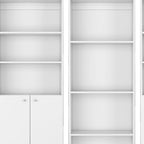 Set of Three White Wood Ten Tier Modular Bookcase with Four Doors