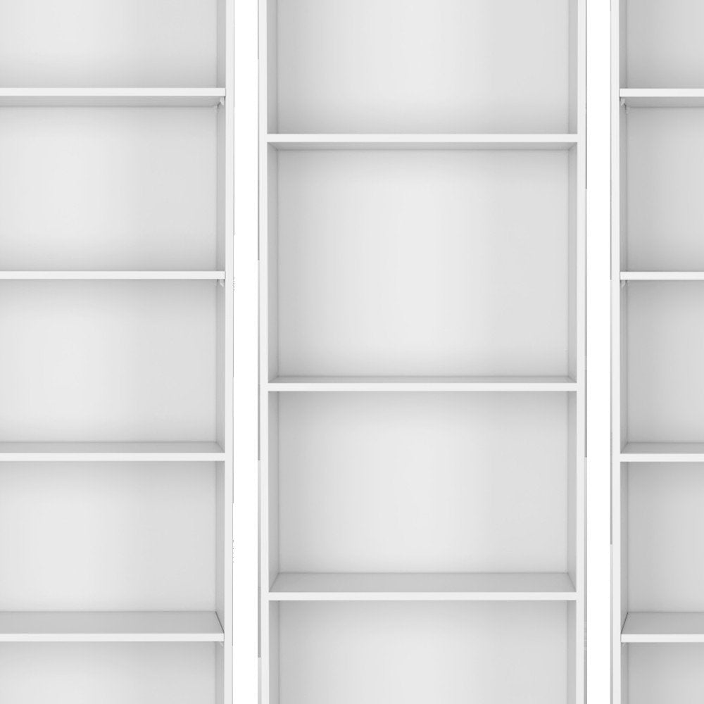 Set of Four White Wood Seventeen Tier Modular Bookcase with Two Doors