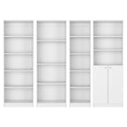 Set of Four White Wood Seventeen Tier Modular Bookcase with Two Doors