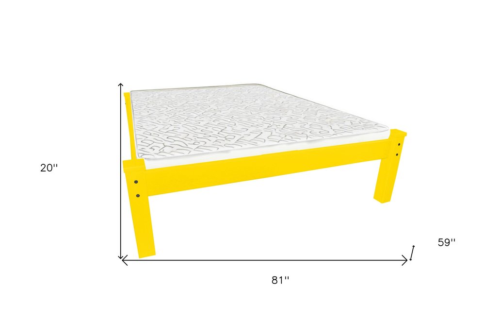 Canary Yellow Solid Wood Full Bed Frame