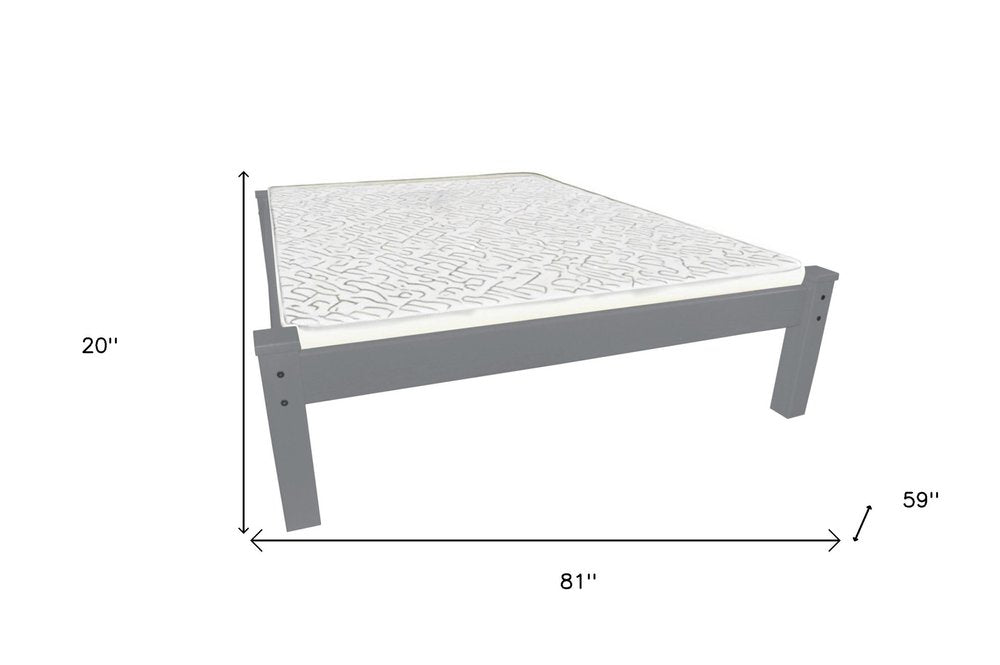 Gray Solid Wood Full Bed Frame