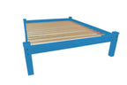 Caribbean Blue Solid Wood Queen Bed Frame