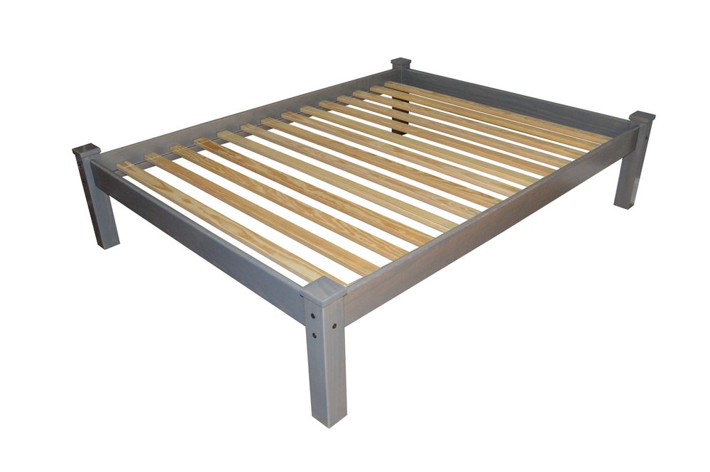 Gray Solid Wood Queen Bed Frame