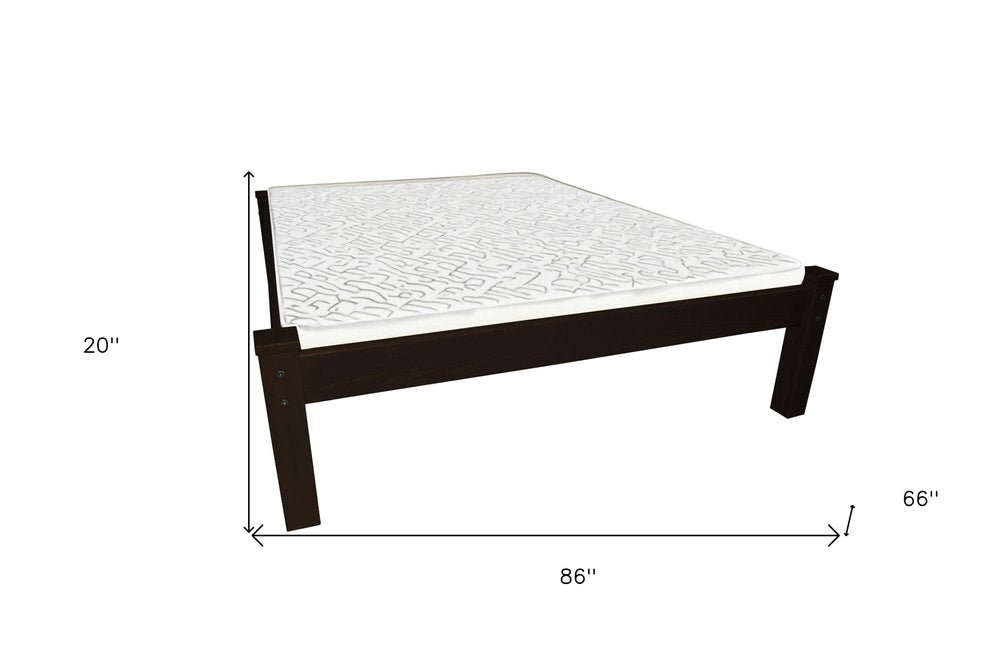 Dark Brown Solid Wood Queen Bed Frame