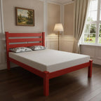 Red Solid Wood Full Bed Frame
