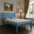 Caribbean Blue Solid Wood Queen Bed Frame