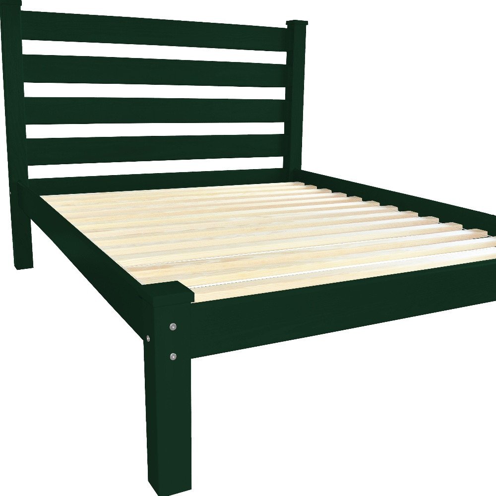 Dark Green Solid Wood Queen Bed Frame