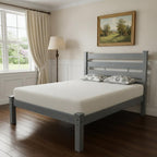 Gray Solid Wood Queen Bed Frame