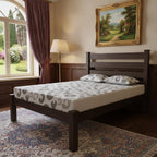 Brown Solid Wood Queen Bed Frame