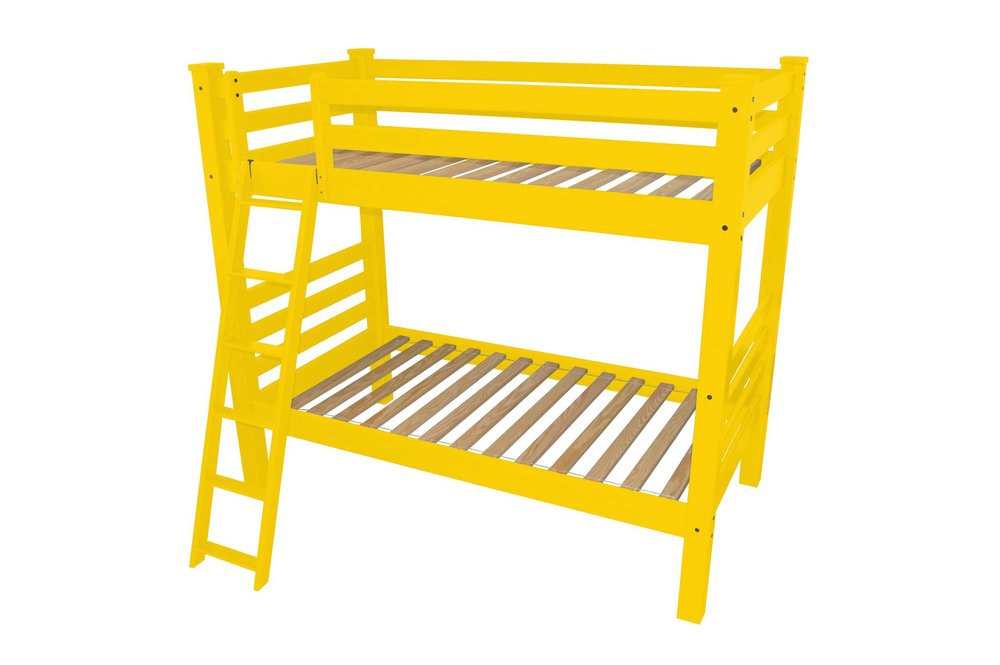 Yellow Twin Solid Wood Bunk Bed