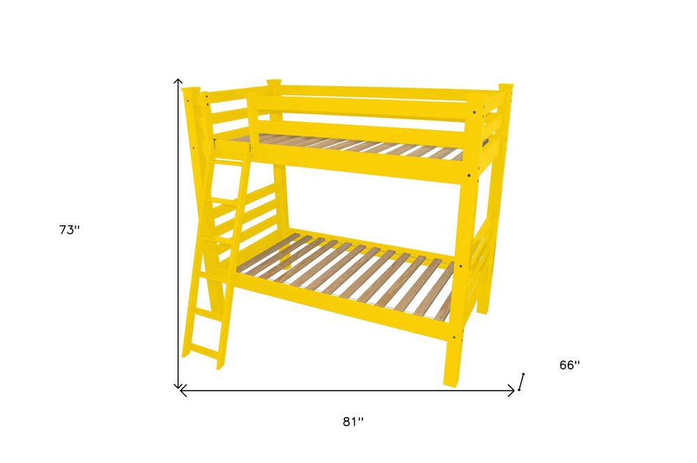 Yellow Twin Solid Wood Bunk Bed