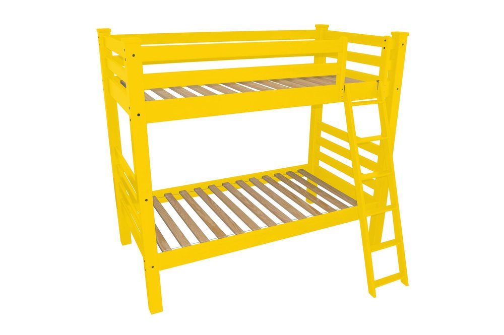Yellow Full Solid Wood Bunk Bed