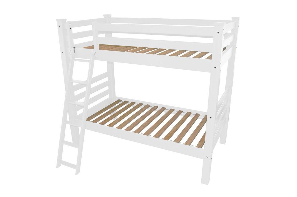 White Full Solid Wood Bunk Bed