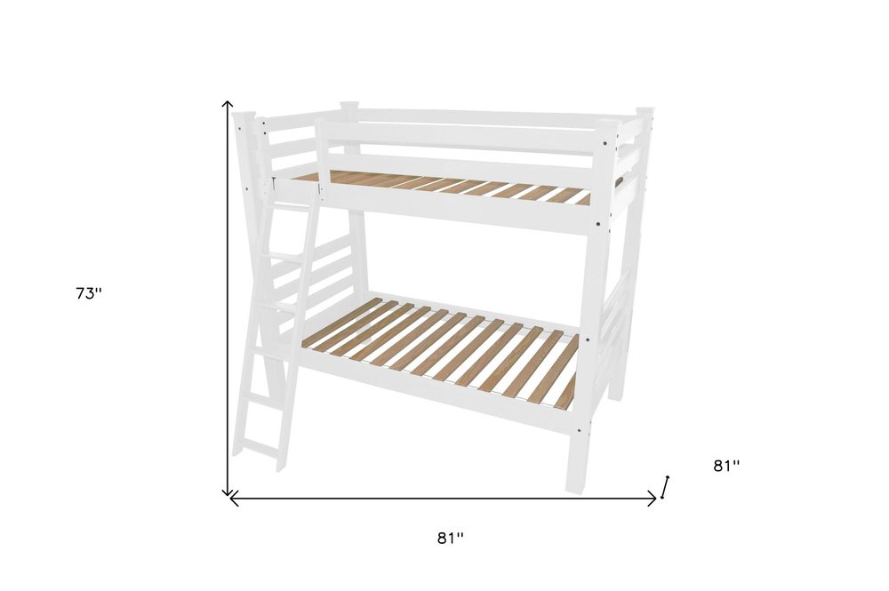 White Full Solid Wood Bunk Bed