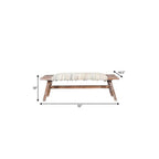 50" White and Brown Cotton Upholstered Striped Bench